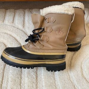 Sorel Caribou Boots in Tan and Black